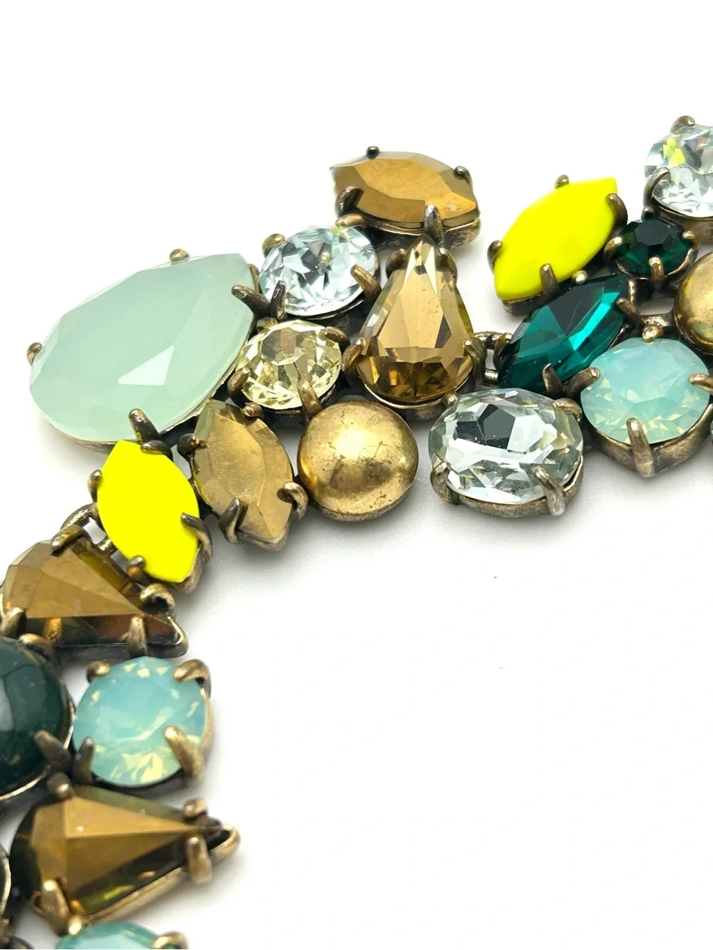 J. Crew Spring Bloom Green Yellow Opalescent Necklace